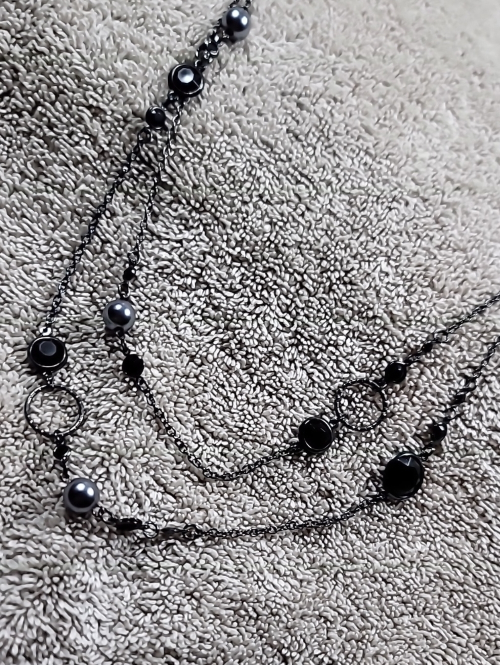 Extra Long Single-Strand Black Bead Necklace